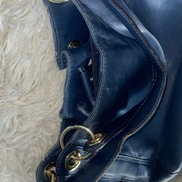 Michael Kors Navy Blue Leather Tote Bag - Picture 6 of 10